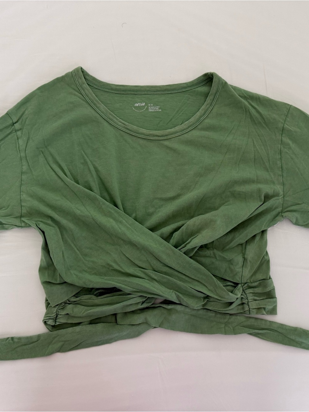 aerie Green Twist-Front Crop Top